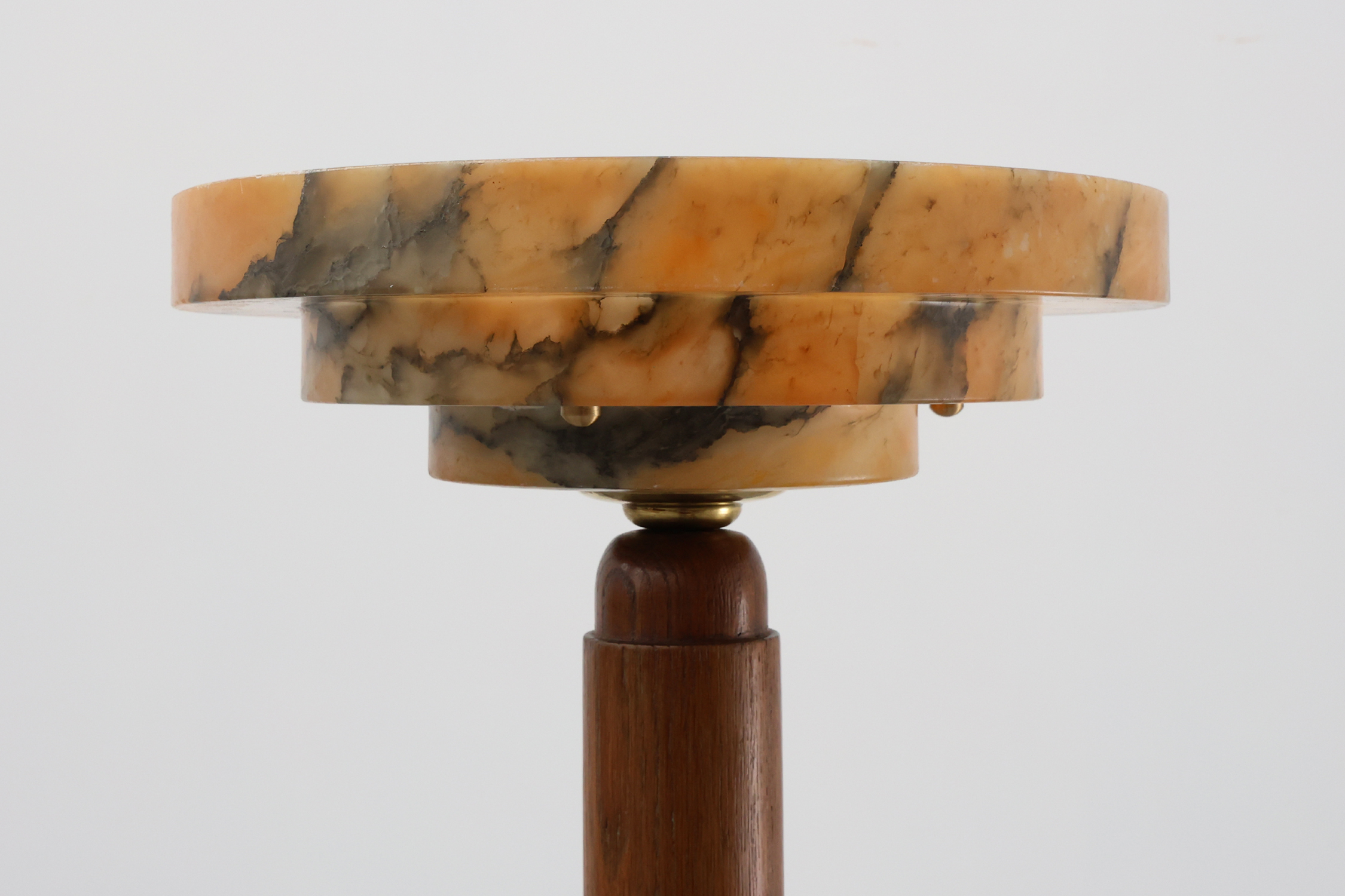 Art Deco Floor Lamp in oak and alabaster, France, ca. 1925 thumbnail